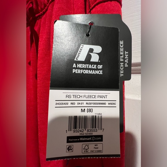 NWT❤️Russell Athletic Kids Red Joggers with Black Accents Tech Fleece Pants - Picture 9 of 11